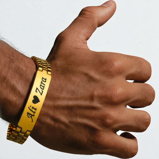 custom mens engraved cuban link id plate bracelet