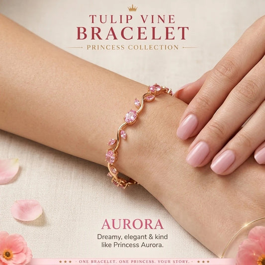 Tulip Vine Bracelet | Gold Crystal Tulip Bracelet for Women