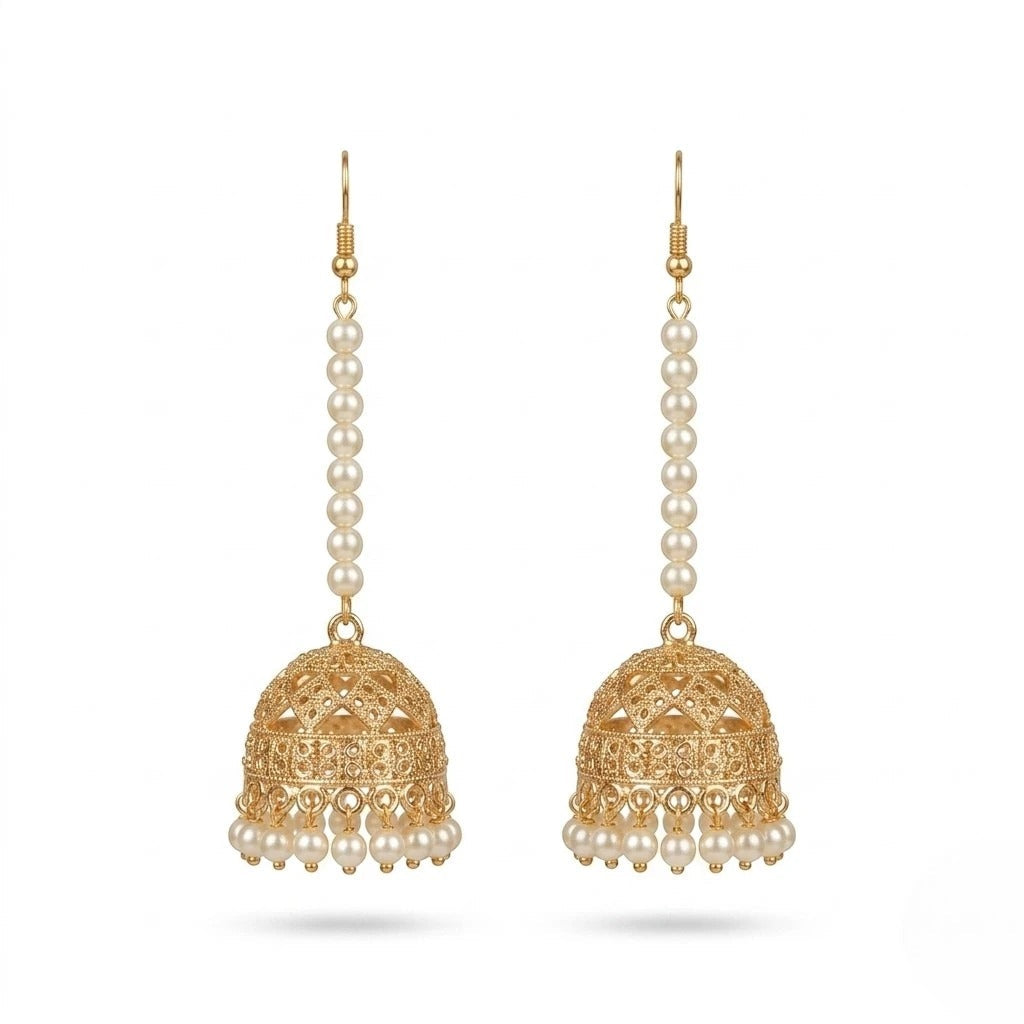 ethnic-dome-shaped-pearl-jhumka-earrings