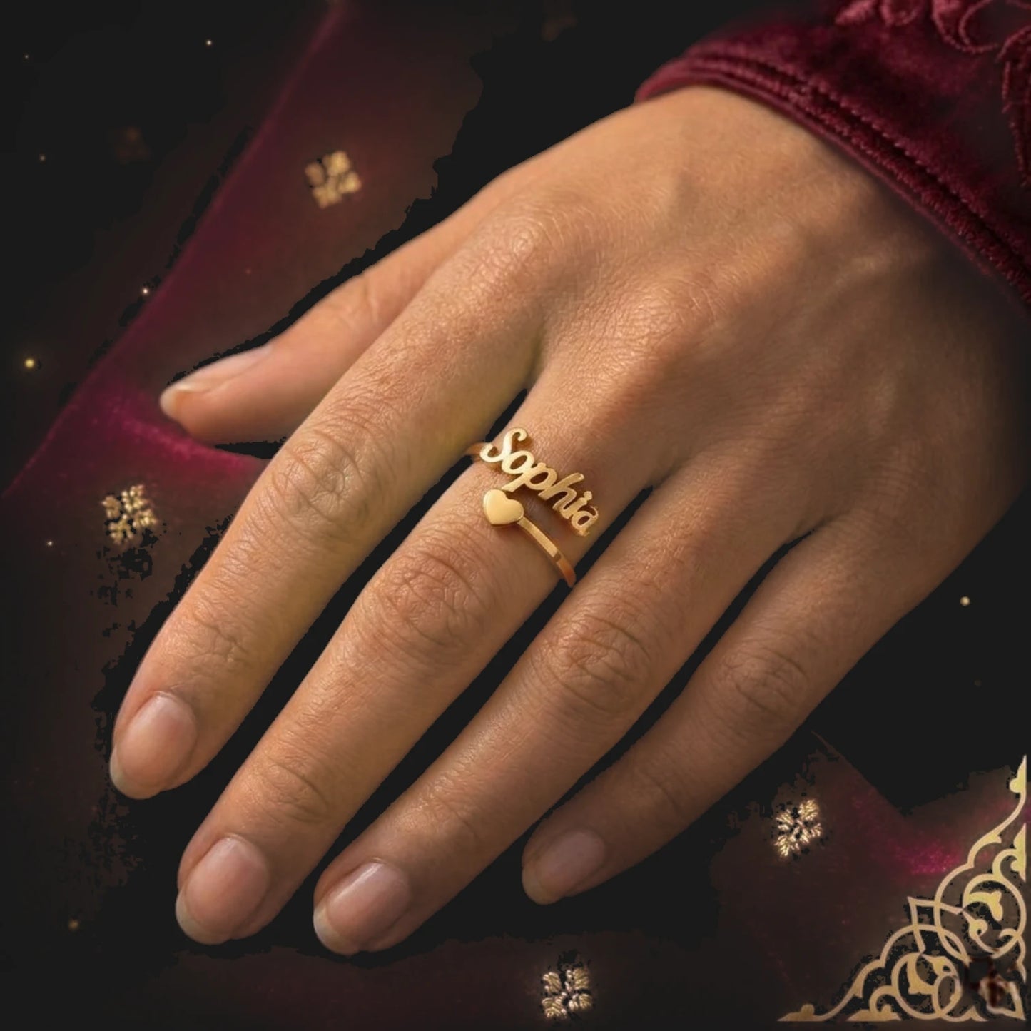 custom name arabic calligraphy ring