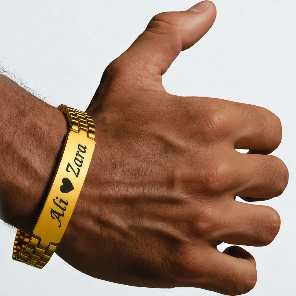 custom mens engraved cuban link id plate bracelet