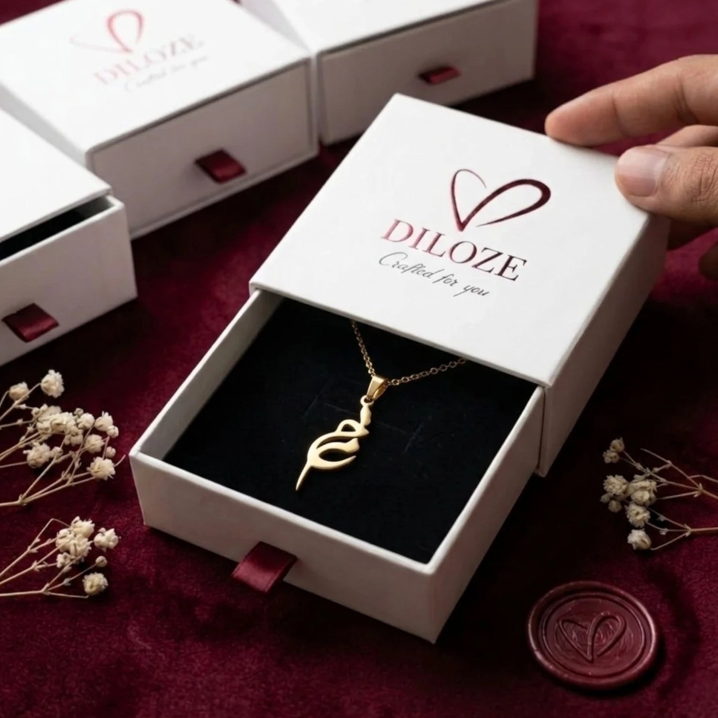 Custom Couple initial Name calligraphy necklace
