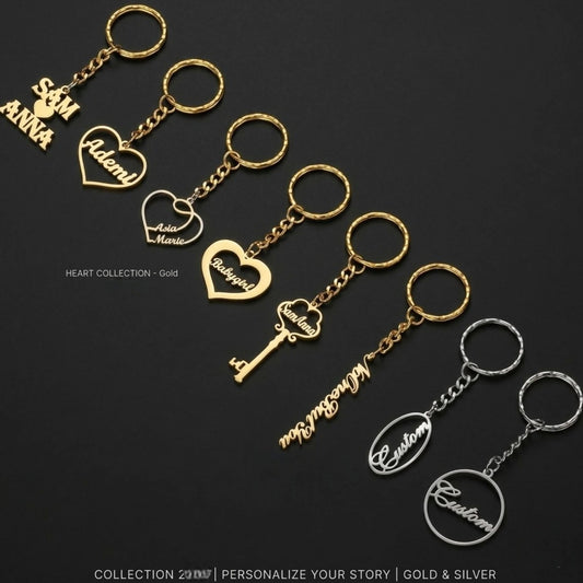 Custom Name Keychain – Personalized Gold & Silver Cursive Script Keychain | Name Gift for Him & Her