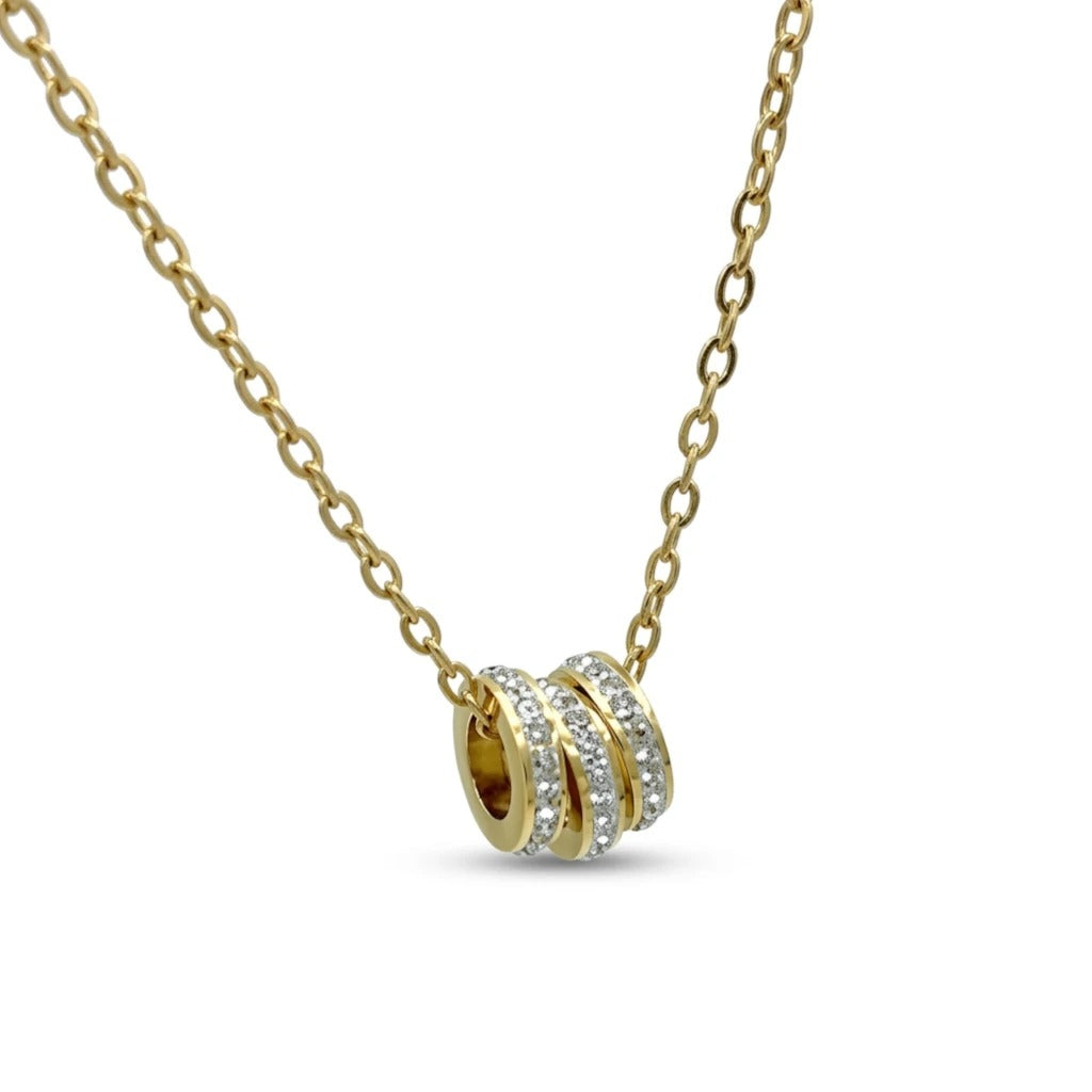 three interlocking ring trio circle necklace