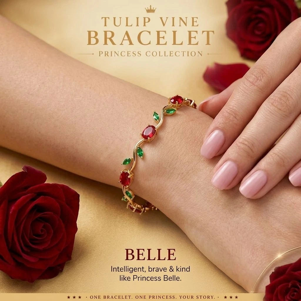 Tulip Vine Bracelet | Gold Crystal Tulip Bracelet for Women