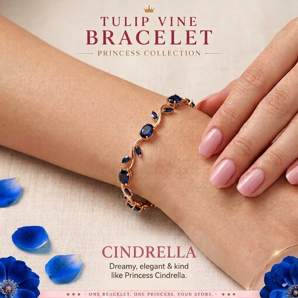 Tulip Vine Bracelet | Gold Crystal Tulip Bracelet for Women