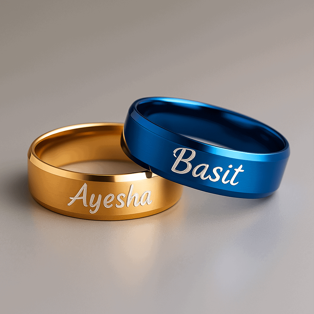 custom name couple band ring