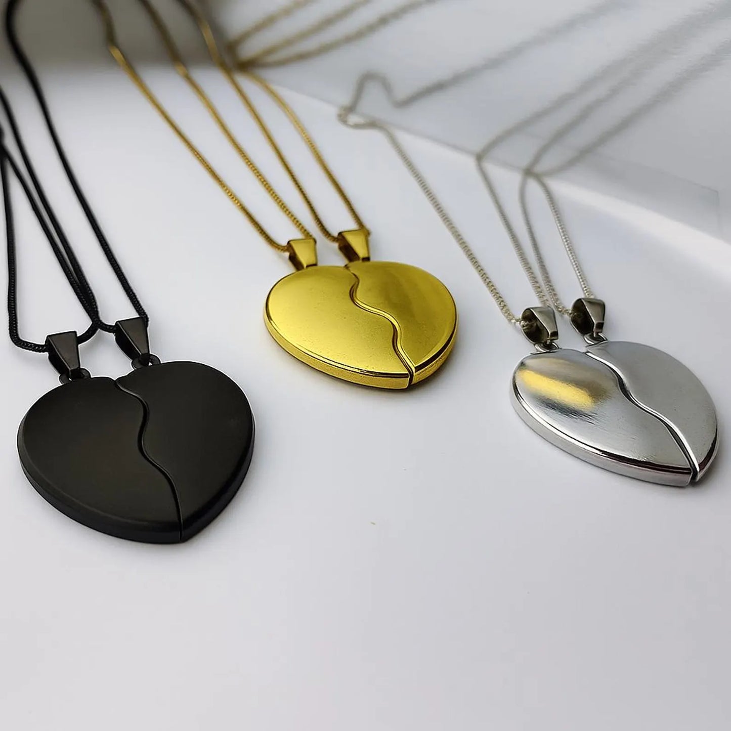 Personalised Broken Heart Necklace | Custom Engraved Couple Pendant