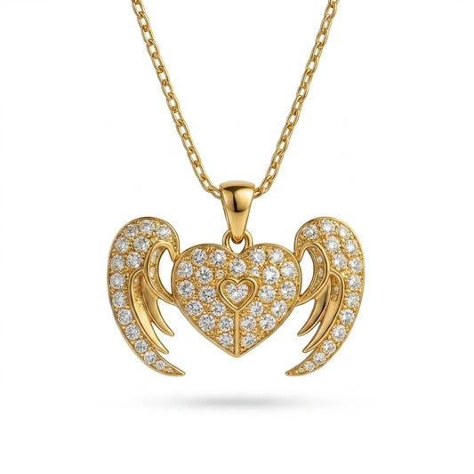 crystal angel heart necklace