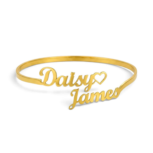 Custom Name Bangle | 14K Gold Plated Personalised Women's Bracelet