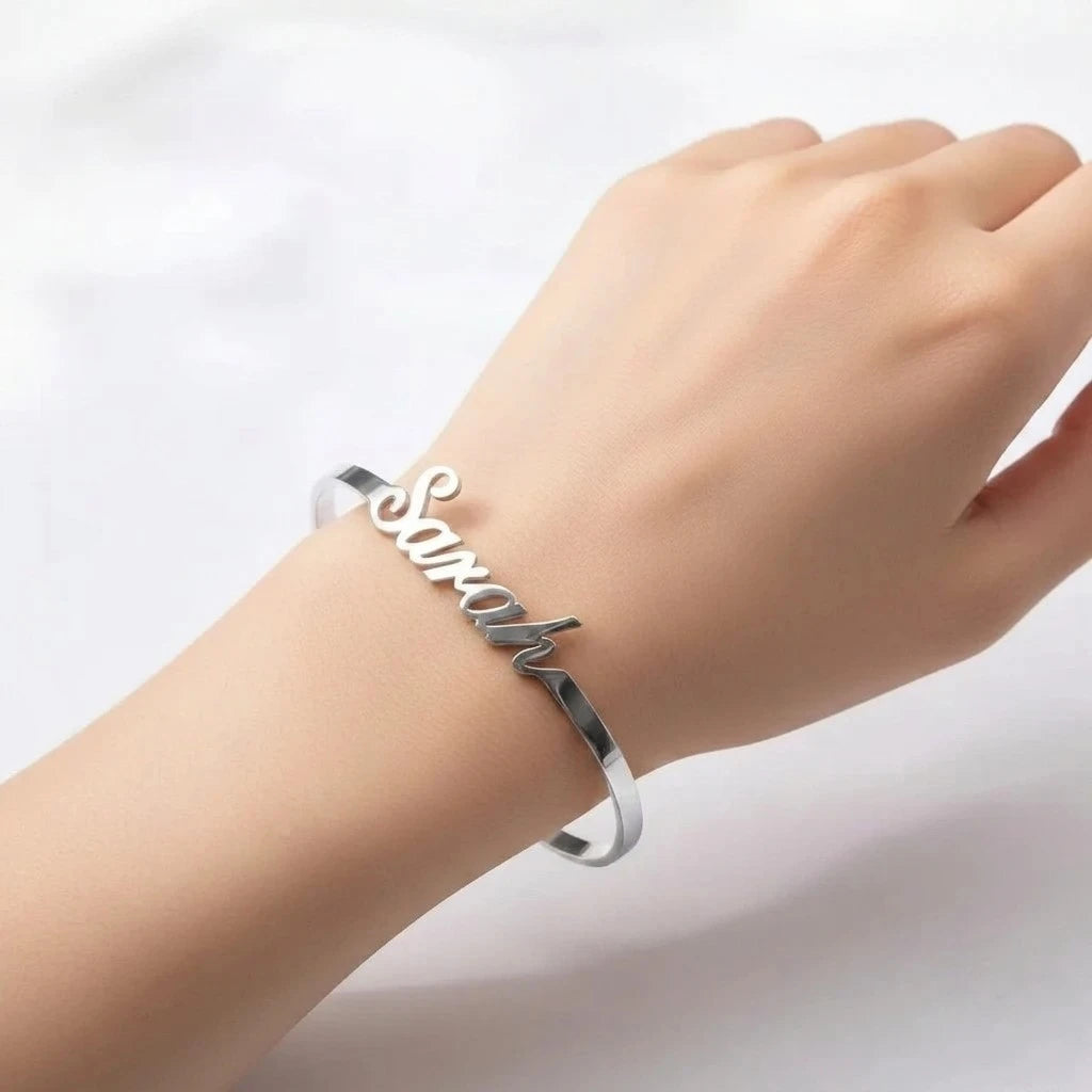 Custom Name Bangle | 14K Gold Plated Personalised Women's Bracelet
