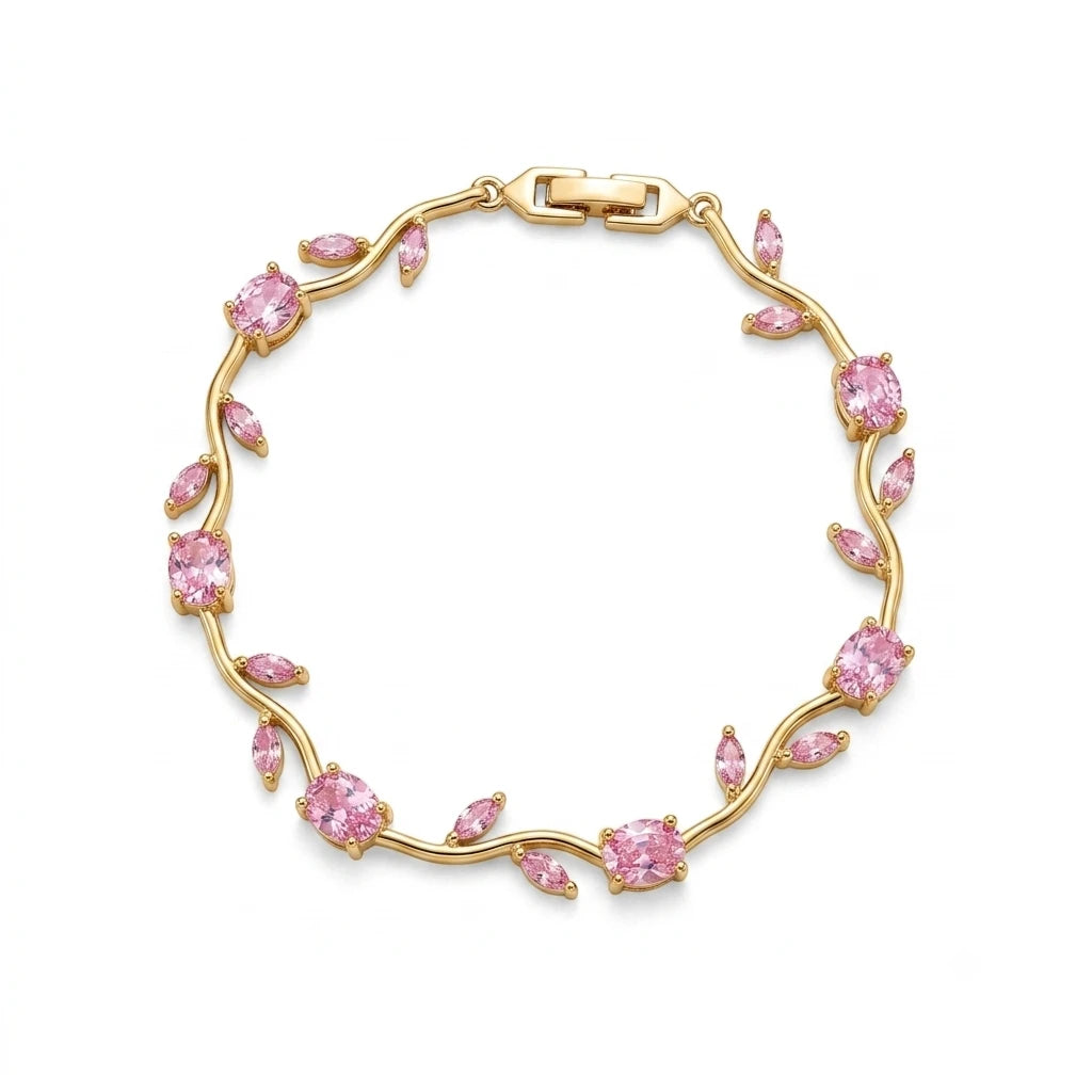 Tulip Vine Bracelet | Gold Crystal Tulip Bracelet for Women