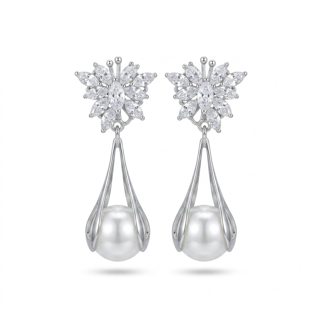 Floating Pearl Drop Earrings
