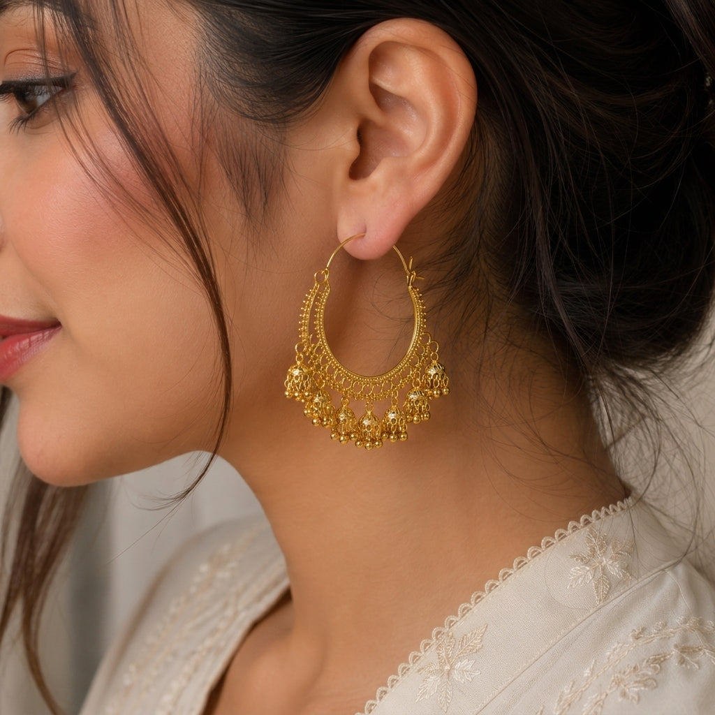 Royal Chandbali Hoop Drop Earrings
