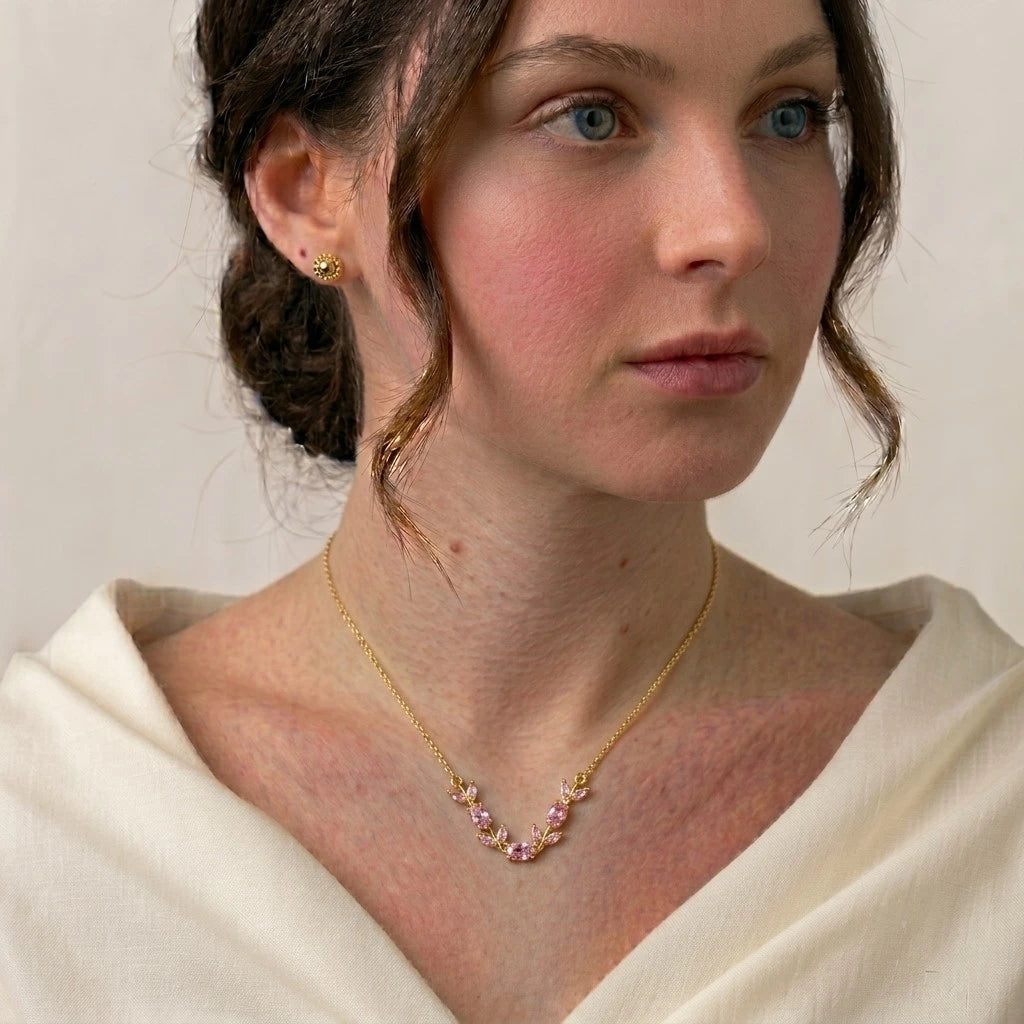 Tulip Vine Necklace | Gold Botanical Statement Necklace for Women