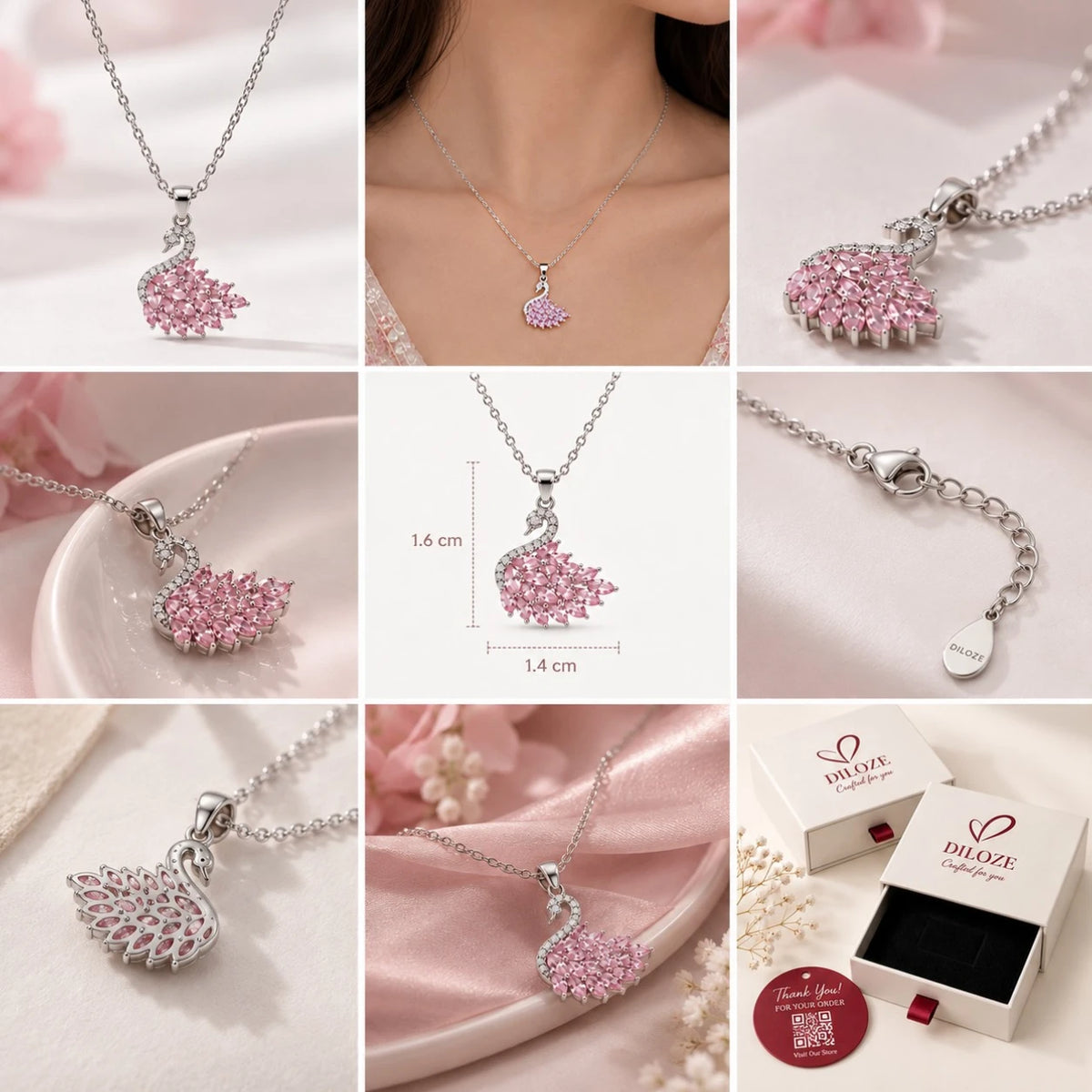 Crystal Swan Necklace – Elegant Pendant for Women